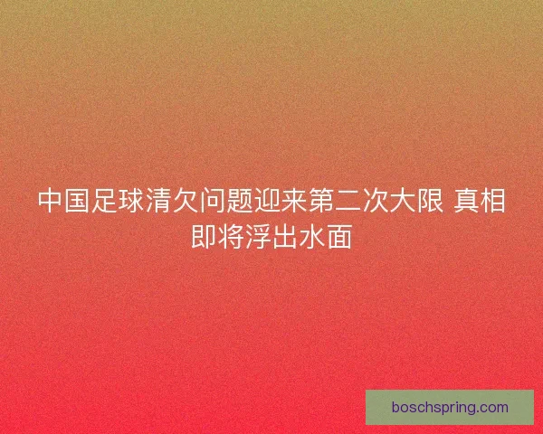 中国足球清欠问题迎来第二次大限 真相即将浮出水面